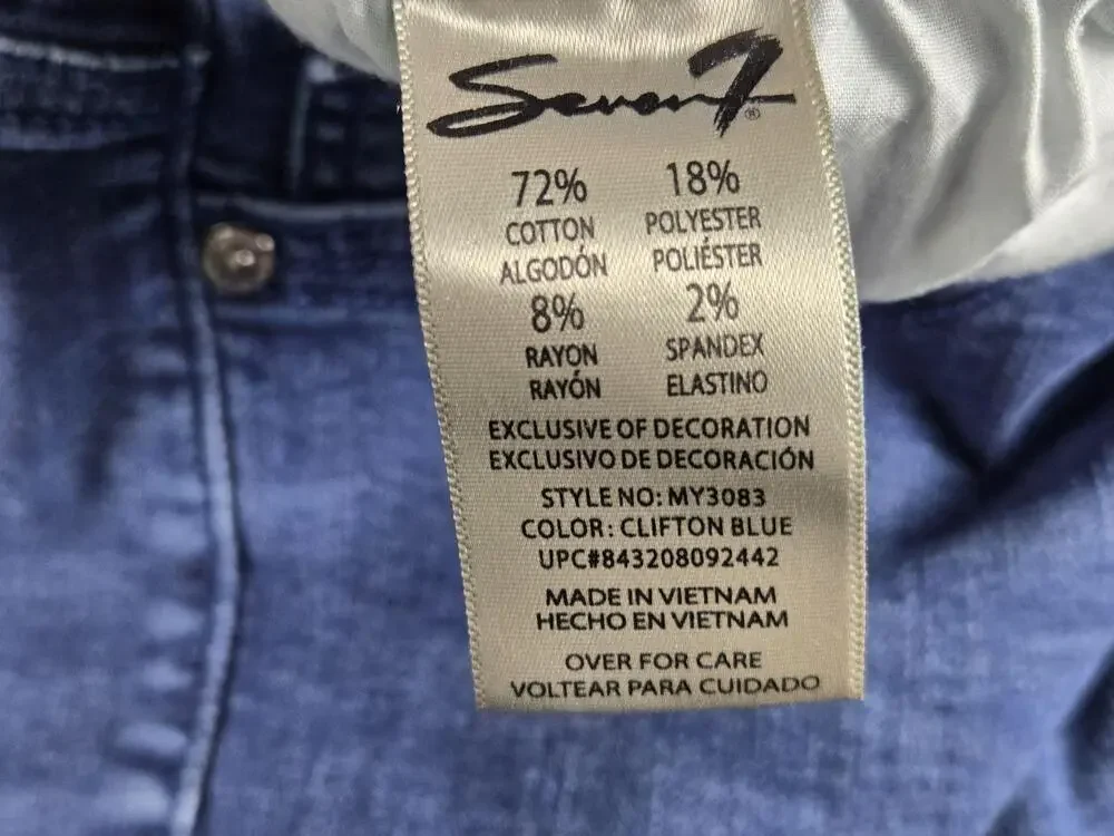 Seven7 Shorts Womens 16 Blue Bermuda Denim Stretch Casual 5 Pocket Embroidered